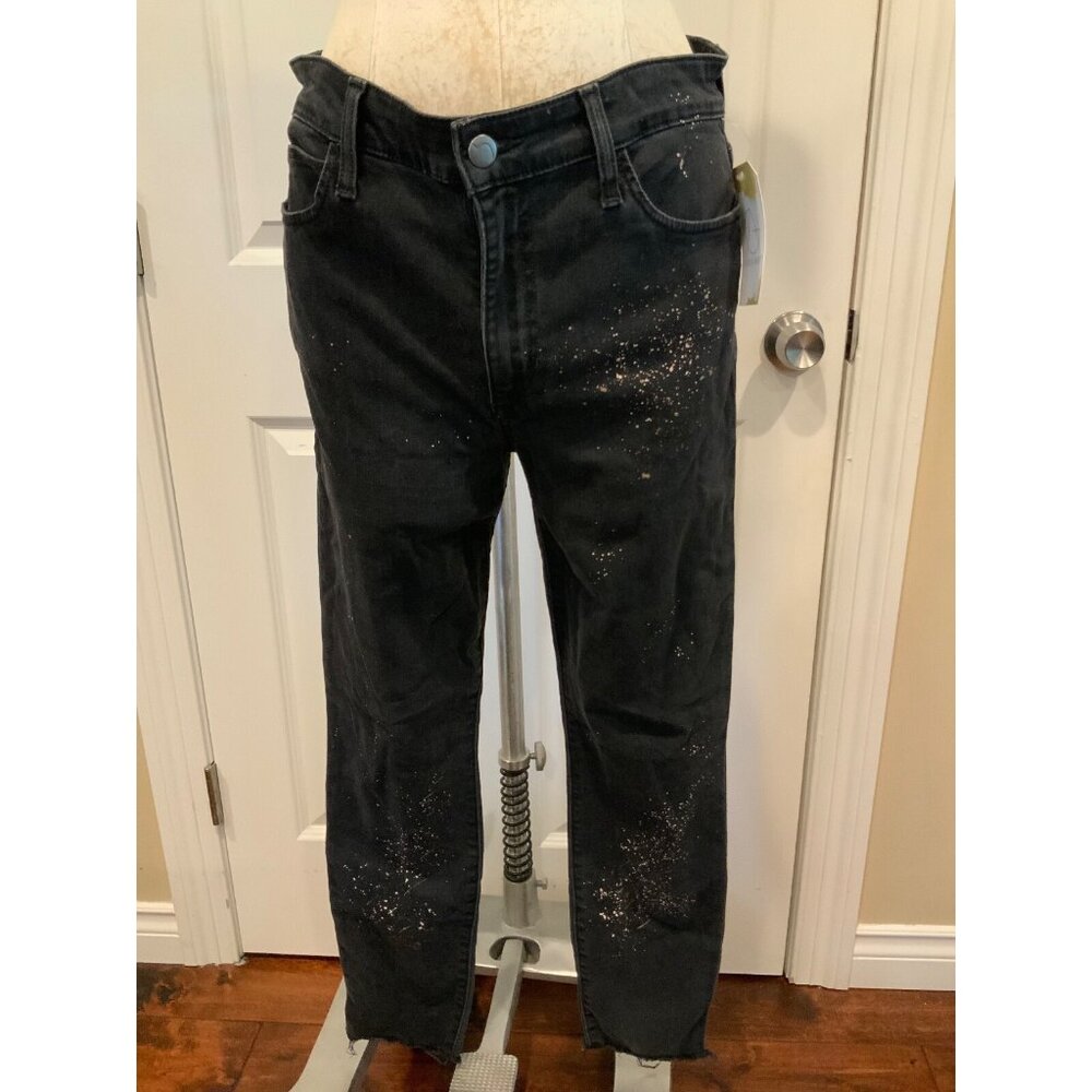 Joe's Jeans Black "Charlie High Rise Skinny Ankle” With Gold Specks Jeans, Sz 29